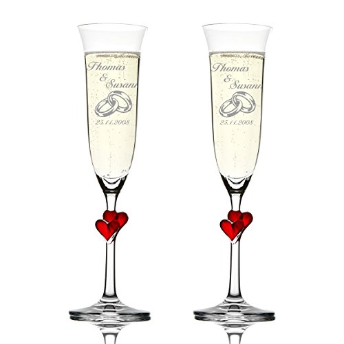 polar-effekt 2 Sektgläser mit Gravur - personalisierte Hochzeitsgeschenke für Brautpaar - Champagner Gläser für Brauttisch - Kelchglas Kristallgläser 175 ml von polar-effekt