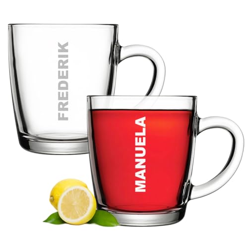 polar-effekt Teetasse aus Glas 2er-Set 340 ml mit Gravur - Kaffeeglas mit Henkel - für Tee, Kaffee, Espresso und Cappuccino - robust und widerstandsfähig von polar-effekt