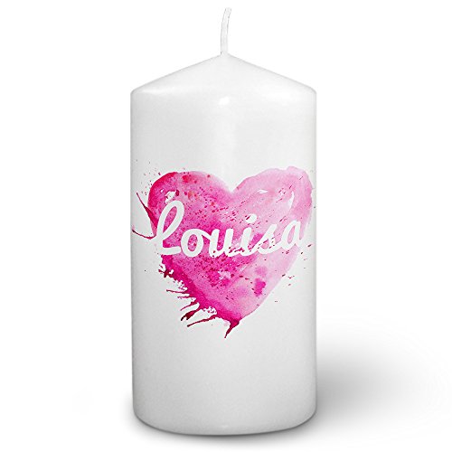 printplanet® Kerze mit Namen Louisa - Fotokerze mit Design Painted Heart - Wachskerze, Taufkerze, Hochzeitskerze von printplanet