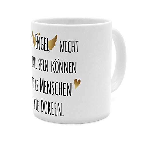 printplanet Tasse mit Namen Doreen - Motiv Engel überall - Namenstasse, Kaffeebecher, Mug, Becher, Kaffeetasse - Farbe Weiß von printplanet