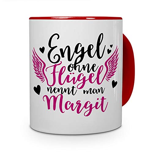 printplanet Tasse mit Namen Margit - Motiv Engel - Namenstasse, Kaffeebecher, Mug, Becher, Kaffeetasse - Farbe Rot von printplanet