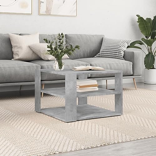 prissent Beistelltisch 59,5x59,5x40cm Betongrau Holzwerkstoff Bücherregal Wohnzimmertisch Modern Konsolentisch Camping Tisch Druckertisch Telefontisch Nachtkästchen Sofatisch Coffee Table von prissent