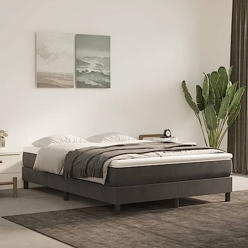 prissent Boxspringbett 140x200 cm Samt Bettrahmen Bett Boxspring Mit Lattenrost Betten Bettgestell Bed Frames Betten Boxspring Hohes Bett GäStebett Vintage Bett Dunkelgrau von prissent