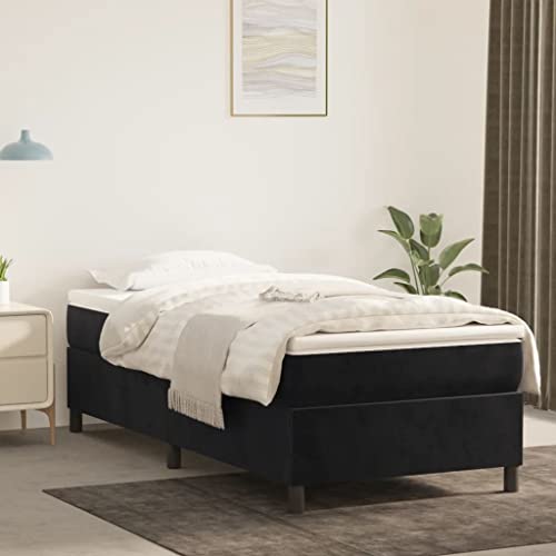 prissent Boxspringbett 90x200 cm Samt Bettrahmen Mit Lattenrost Betten Bett Bettgestell Bed Frames Betten Boxspring Jugendbett Soft Frame Bed Schlafbett Doppelbett Schlafzimmerbett Schwarz von prissent