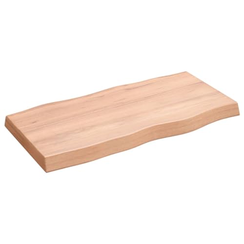 prissent Tischplatte 80x40x6 cm Massivholz Eiche Behandelt Baumkante Holztischplatte Ersatztischplatte Vielseitige Tischplatte für Esstische Couchtisch Beistelltische Bürotisch Einfache Reinigung von prissent