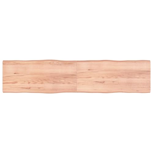 prissent Tischplatte Hellbraun 220x50x4cm Eichenholz Behandelt Baumkante Holztischplatte Ersatztischplatte Vielseitige Tischplatte für Esstische Couchtisch Beistelltische Bürotisch von prissent