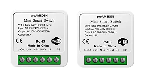 proAMEDEN Smart Wifi Schalter Apple HomeKit 16A [2/ein], Mini Smart Wifi Switch, Modul, CozyLife App funktioniert mit Siri Sprachsteuerung, kompatibel mit Alexa, Google Home. von proAMEDEN