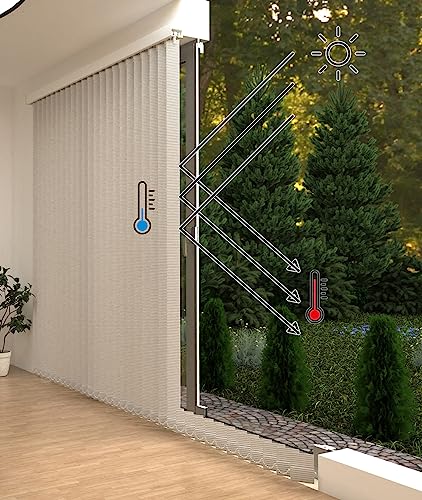 Thermo LAMELLENVORHANG VERDUNKELND FERTIGES KOMPLETTSYSTEM SCHIEBEVORHANG - 5 Farben 14 GRÖßEN (Creme Kr-6, 250x250 cm) von probath