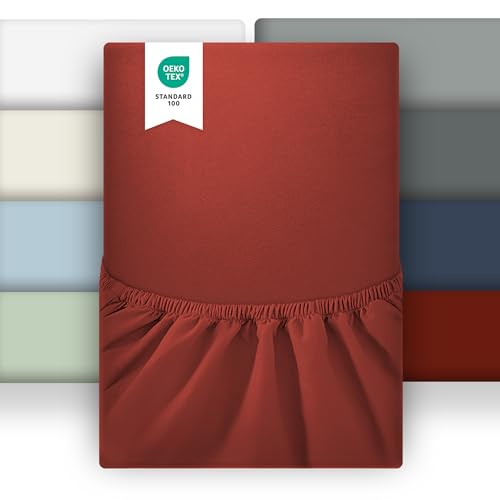 puredown® Spannbettlaken 200x200cm Mikrofaser Bettlaken für Matratzen bis zu 25cm, Angenehm Atmungsaktive Spannbetttücher Bettwäsche, Oeko-Tex Zertifiziert, Rot von puredown