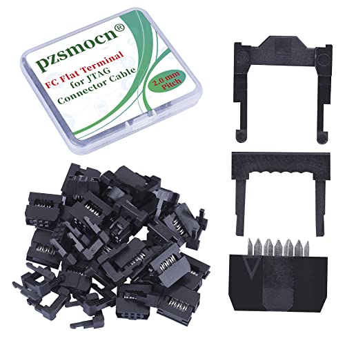 Pzsmocn 20 Sätze IDC 2 * 3 Zweireihig 6 Poliger Rechteckiger Buchsensteckverbinder FC Flache Weibliches Terminal 3 Teiliges Set 2,0 mm, 6 Poliger FC Adapter Flache Terminal für JTAG-Anschlusskabel. von pzsmocn