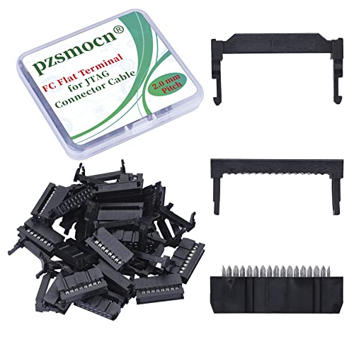 Pzsmocn 20 Sätze IDC 2 * 8 Zweireihig 16 Poliger Rechteckiger Buchsensteckverbinder FC Flache Weibliches Terminal 3 Teiliges Set 2,0 mm, 16 Poliger FC Adapter Flache Terminal für JTAG-Anschlusskabel. von pzsmocn