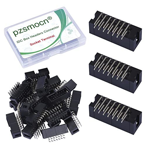 Pzsmocn 20 Stück IDC 2*7 Zweireihig 14 Poliger Box Steckverbinder Männliche SMT Buchsenklemmen 2,54 mm Rastermaß, JTAG ISP 14 Poliger Anschluss Adapter SMT Buchsenklemmen für PCB Elektronikprojekte. von pzsmocn