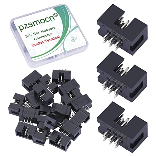 Pzsmocn 20 Stück IDC 2 * 3 Zweireihig 6 Poliger Box Steckverbinder Männliche Buchsenklemmen 2,54 mm Rastermaß, JTAG ISP 6 Poliger Gerade Einführen Adapter Buchsenklemmen für PCB Elektronikprojekte. von pzsmocn