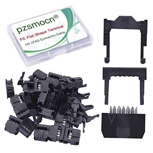 Pzsmocn 20 Sätze IDC 2 * 3 Zweireihig 6 Poliger Rechteckiger Buchsensteckverbinder FC Flache Weibliches Terminal 3 Teiliges Set 2,54 mm, 6 Poliger FC Adapter Flache Terminal für JTAG-Anschlusskabel. von pzsmocn