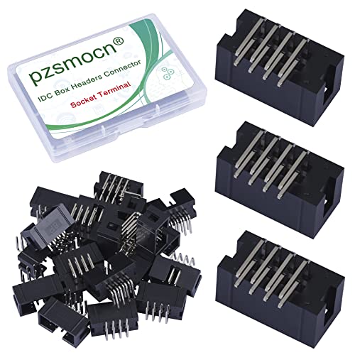 Pzsmocn 20 Stück IDC 2 * 4 Zweireihig 8 Poliger Box Steckverbinder Männliche SMT Buchsenklemmen 2,54 mm Rastermaß, JTAG ISP 8 Poliger Anschluss Adapter SMT Buchsenklemmen für PCB Elektronikprojekte. von pzsmocn