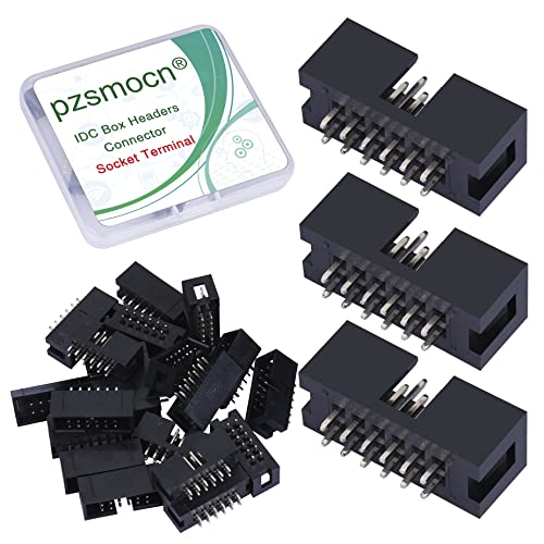 Pzsmocn 20 Stück IDC 2 * 6 Zweireihig 12 Poliger Box Steckverbinder Männliche Buchsenklemmen 2,54 mm Rastermaß, JTAG ISP 12 Poliger Gerade Einführen Adapter Buchsenklemmen für PCB Elektronikprojekte. von pzsmocn