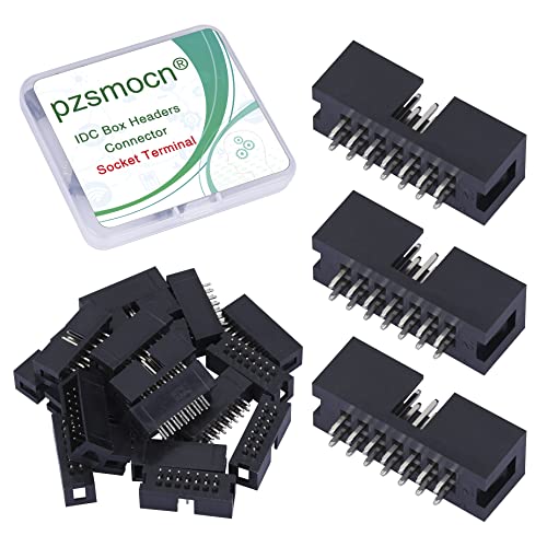 Pzsmocn 20 Stück IDC 2 * 7 Zweireihig 14 Poliger Box Steckverbinder Männliche Buchsenklemmen 2,54 mm Rastermaß, JTAG ISP 14 Poliger Gerade Einführen Adapter Buchsenklemmen für PCB Elektronikprojekte. von pzsmocn