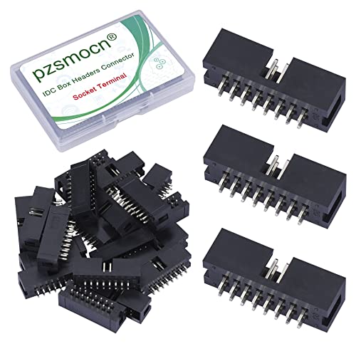 Pzsmocn 20 Stück IDC 2 * 8 Zweireihig 16 Poliger Box Steckverbinder Männliche Buchsenklemmen 2,54 mm Rastermaß, JTAG ISP 16 Poliger Gerade Einführen Adapter Buchsenklemmen für PCB Elektronikprojekte. von pzsmocn