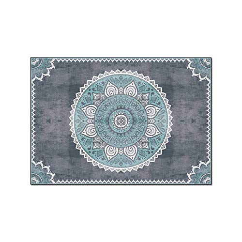 qazwsx Grau-Blauer Mandala-Teppich，Schlafzimmer-Nachtteppich，Flur-Küchenteppichmatte，Teppich Im Nordischen Ethnischen Stil，Vintage Europe Simple (Color, Size : 100x160cm) von qazwsx