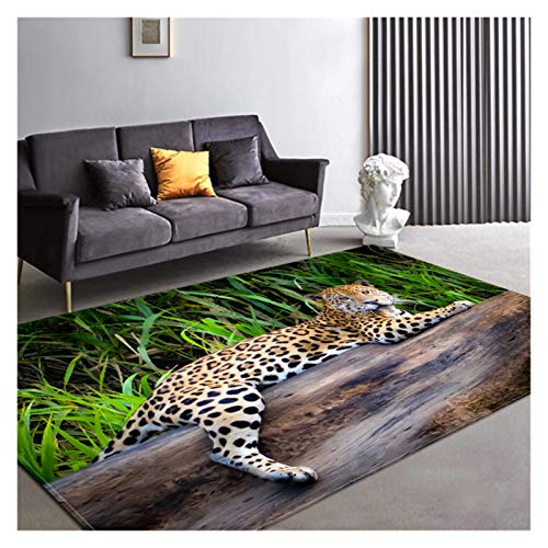 qazwsx Mode Leopard Muster Teppich Auf Dem Boden 3D Tier Gedruckt Matte Absorbieren rutschfeste Großen Teppich Wohnzimmer Kinderzimmer Teppich (Color : 1, Size : 160x200cm) von qazwsx