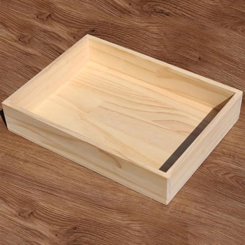 Aufbewahrungsbox aus Holz, natürlich, solide, unlackiert, Büro-Aufbewahrungsbox, DIY-Schubladen-Organizer, Holzkiste für Heimbedarf, Schreibtisch-Organizer (40 x 35 x 8 cm) von qing yun