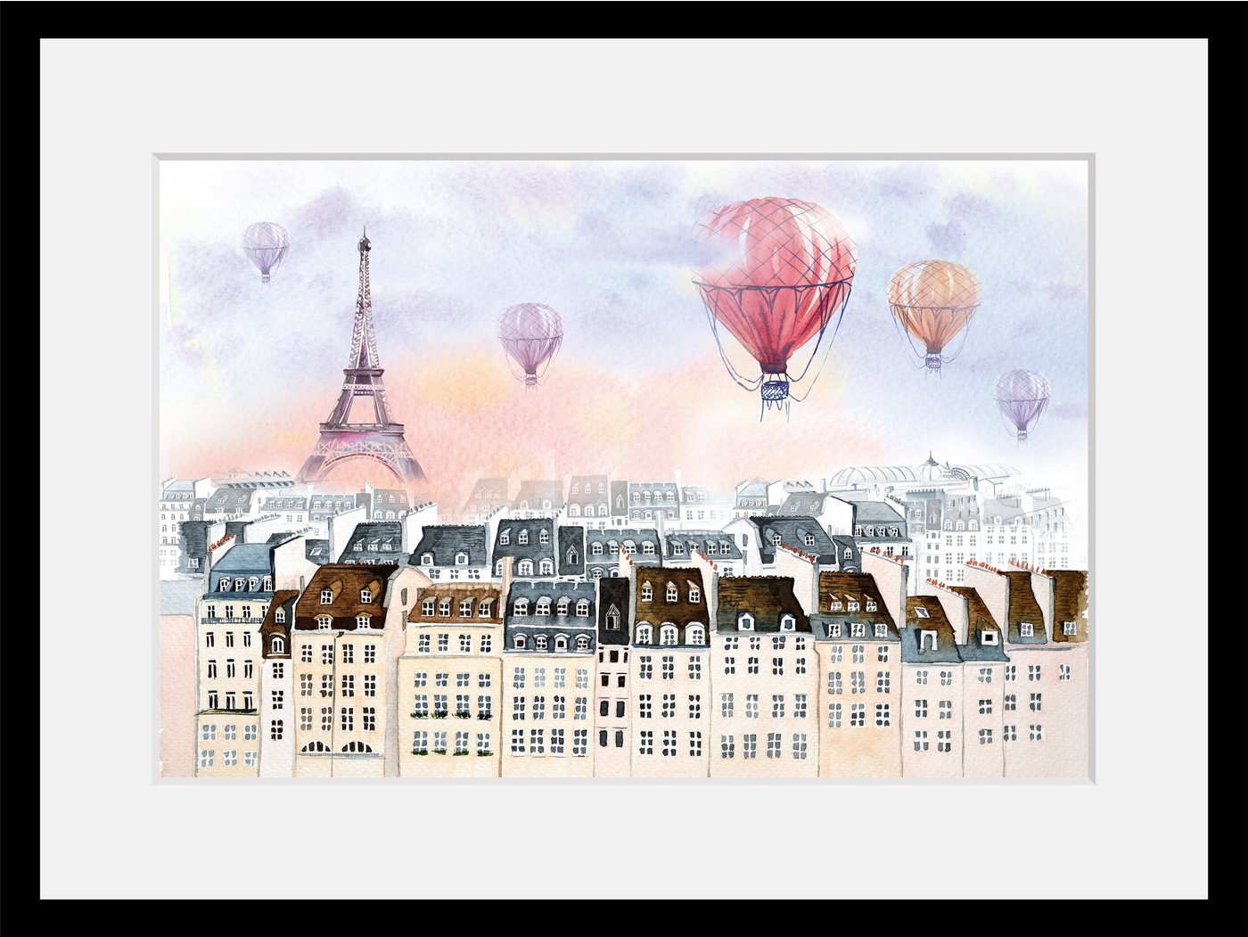 queence Bild Heißluftballon, Städte, Paris, gerahmt, Heißluftballon, Stadt von queence