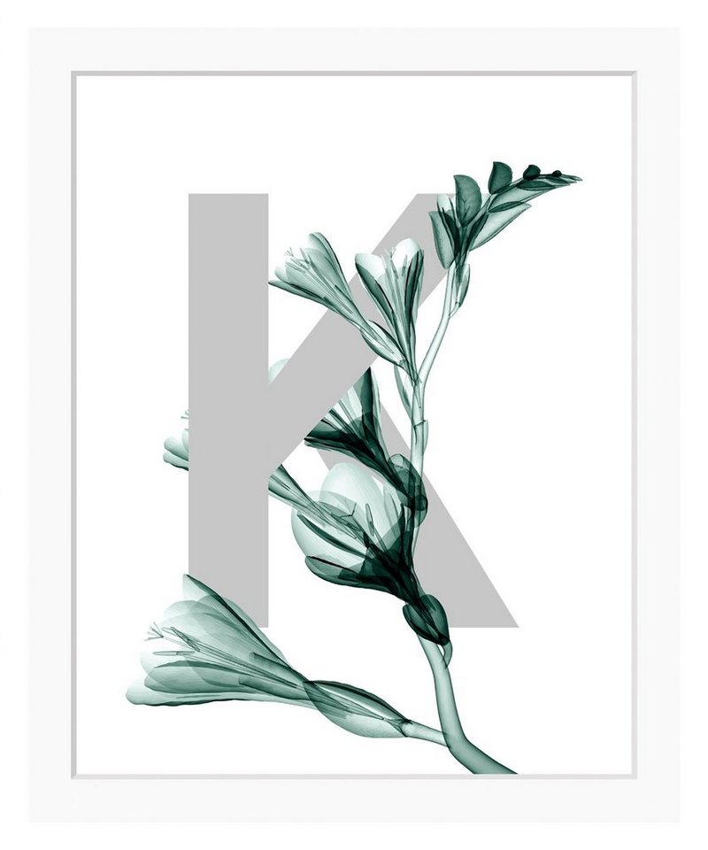 queence Bild K-Flower, Buchstaben, Blume, gerahmt, Blätter von queence