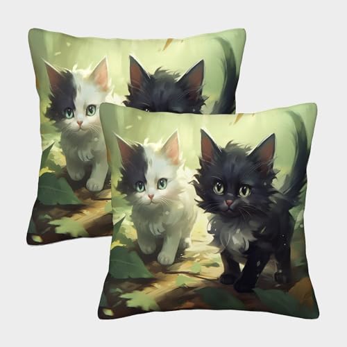 Schwarze Katze Kissenbezug Tier 3D Gedruckt Dekokissen Bequem Art Deco Modern Geschenk Wurf 50x50cm von quiltcover