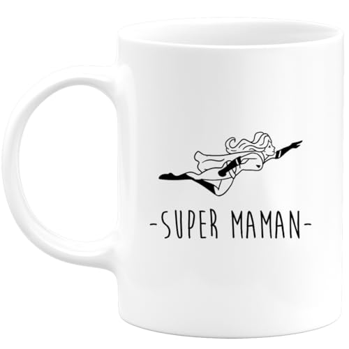 Tasse mit Aufschrift „Super Maman“, lustig, originell, lustig, für Damen – Geschenkidee zum Muttertag für Weihnachten von quotedazur