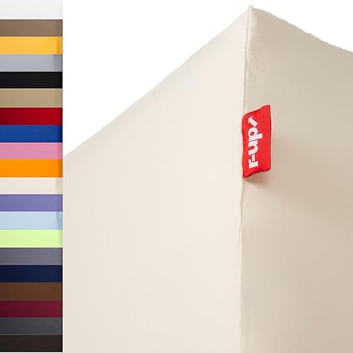 r-up Beste Spannbettlaken Doppelpack 120x200-130x220 bis 35cm Höhe viele Farben 95% Baumwolle / 5% Elastan 230g/m² Oeko-TEX stressfrei auch für hohe Matratzen (Natur) von r-up