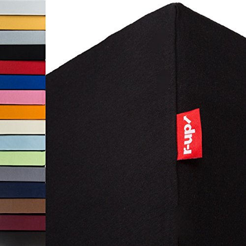 r-up Beste Spannbettlaken Doppelpack 120x200-130x220 bis 35cm Höhe viele Farben 95% Baumwolle / 5% Elastan 230g/m² Oeko-TEX stressfrei auch für hohe Matratzen (schwarz) von r-up
