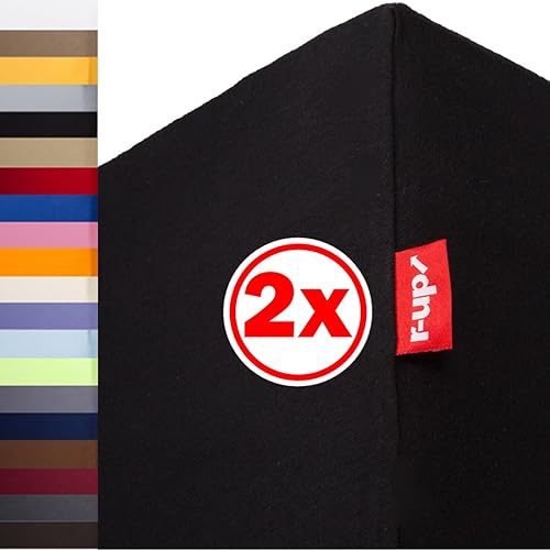 r-up Beste Spannbettlaken Doppelpack 200x220-220x240 bis 35cm Höhe viele Farben 95% Baumwolle / 5% Elastan 230g/m² Oeko-TEX stressfrei auch für hohe Matratzen (schwarz) von r-up