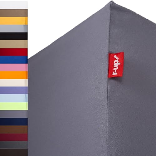 r-up Beste Spannbettlaken Doppelpack 180x200-200x220 bis 35cm Höhe viele Farben 95% Baumwolle / 5% Elastan 230g/m² Oeko-TEX stressfrei auch für hohe Matratzen (grau) von r-up