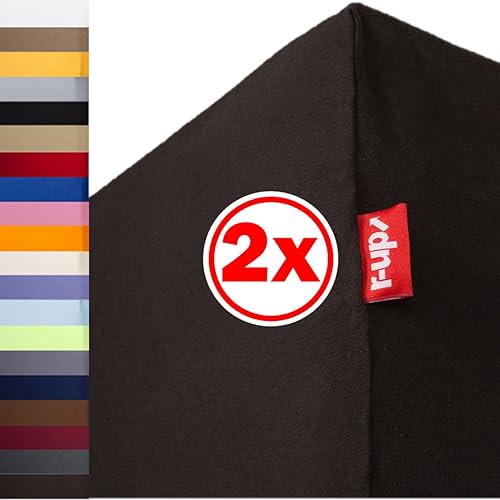 r-up Beste Spannbettlaken Doppelpack 200x220-220x240 bis 35cm Höhe viele Farben 95% Baumwolle / 5% Elastan 230g/m² Oeko-TEX stressfrei auch für hohe Matratzen (anthrazit) von r-up