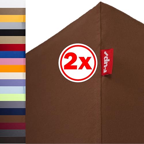 r-up Beste Spannbettlaken Doppelpack 200x220-220x240 bis 35cm Höhe viele Farben 95% Baumwolle / 5% Elastan 230g/m² Oeko-TEX stressfrei auch für hohe Matratzen (braun) von r-up