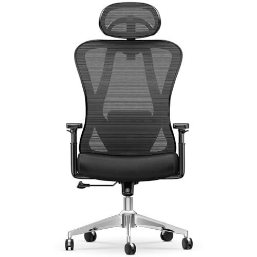 rattantree Bürostuhl, Ergonomischer Schreibtischstuhl mit Verstellbarer Lendenwirbelstütze, Höhenverstellbarer Chefsessel Drehstuhl, Atmungsaktiv, Kippfunktion, Netzstuhl 150kg Belastbar, Schwarz. von rattantree