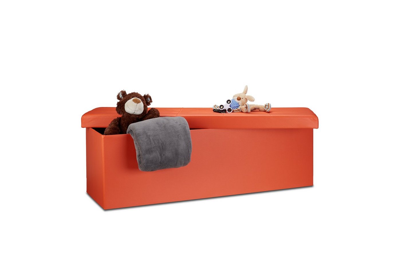 relaxdays Sitzbank Faltbare Sitzbank aus Kunstleder, Orange von relaxdays