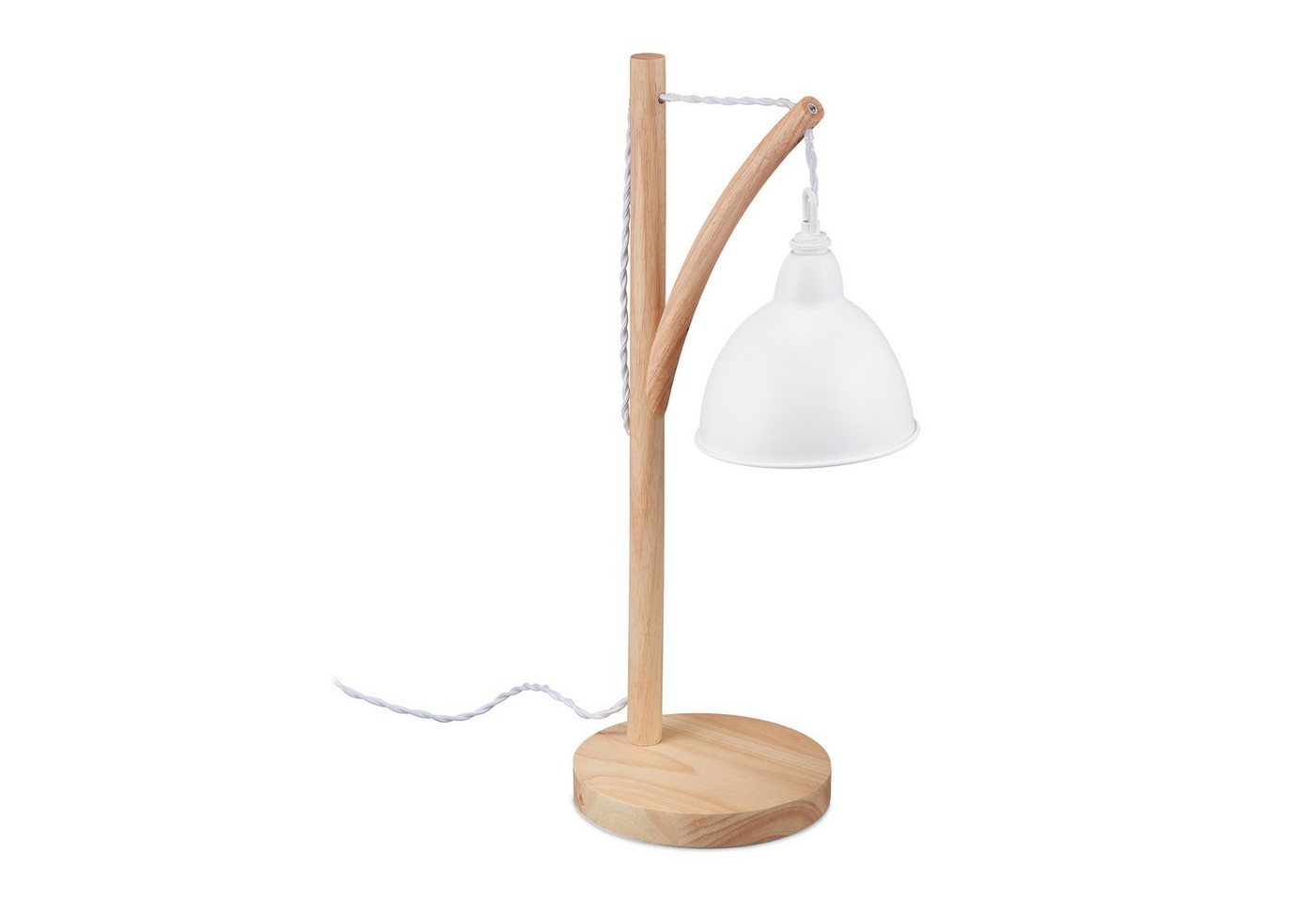 relaxdays Tischleuchte Tischlampe mit hängendem Lampenschirm, Weiß von relaxdays