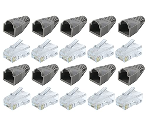 Rhinocables® RJ45 CAT5e und booots Crimp Stecker Anschluss für Netzwerk-Kabel mit Ethernet Blei-Stiefel-Enden 20 Pack (10 of Each) von rhinocables