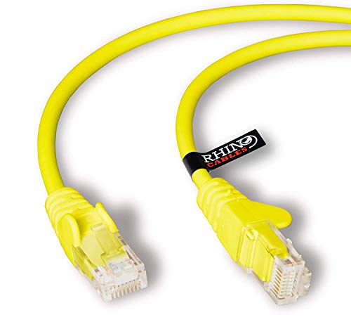 rhinocables Cat6 Netzwerkkabel, Ethernet, Lan & Patch Kabel, RJ45 Molded Verlegekabel Patchkabel für: UTP Switch Router Modem Patchpannel Access Point (10m, Gelb) von rhinocables