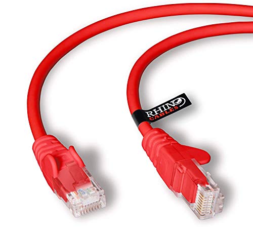 rhinocables Cat6 Netzwerkkabel, Ethernet, Lan & Patch Kabel, RJ45 Molded Verlegekabel Patchkabel für: UTP Switch Router Modem Patchpannel Access Point (5m, Rot) von rhinocables