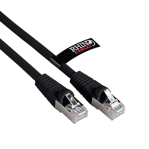 rhinocables Cat6A Netzwerkkabel Patchkabel Schnell Gigabit Ethernet LAN Ethernetkabel Kompatibel zu CAT5e CAT6 CAT6A für Switch Router Modem Smart TV Xbox (0,25m, Schwarz) von rhinocables