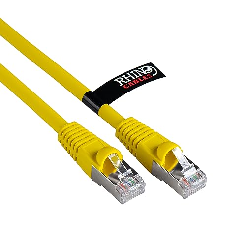 rhinocables Cat6A Netzwerkkabel Patchkabel Schnell Gigabit Ethernet LAN Ethernetkabel Kompatibel zu CAT5e CAT6 CAT6A für Switch Router Modem Smart TV Xbox (0,5m, Gelb) von rhinocables