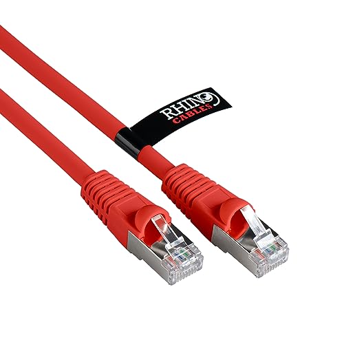 rhinocables Cat6A Netzwerkkabel Patchkabel Schnell Gigabit Ethernet LAN Ethernetkabel Kompatibel zu CAT5e CAT6 CAT6A für Switch Router Modem Smart TV Xbox (1m, Rot) von rhinocables