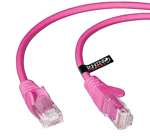 rhinocables Netzwerkkabel, Ethernet, Lan & Patch Kabel, RJ45 Molded Cat5e Verlegekabel Patchkabel für: UTP - Switch Router - Modem - Patchpannel - Access Point – Patchfelder (0,25m (25cm), Rosa) von rhinocables