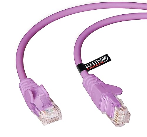 rhinocables Netzwerkkabel, Ethernet, Lan & Patch Kabel, RJ45 Molded Cat5e Verlegekabel Patchkabel für: UTP - Switch Router - Modem - Patchpannel - Access Point – Patchfelder (15m, Violett) von rhinocables