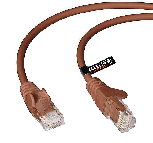 rhinocables Netzwerkkabel, Ethernet, Lan & Patch Kabel, RJ45 Molded Cat5e Verlegekabel Patchkabel für: UTP - Switch Router - Modem - Patchpannel - Access Point – Patchfelder (Braun 0,50m) von rhinocables