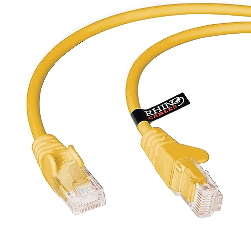 rhinocables Netzwerkkabel, Ethernet, Lan & Patch Kabel, RJ45 Molded Cat5e Verlegekabel Patchkabel für: UTP - Switch Router - Modem - Patchpannel - Access Point – Patchfelder (Gelb 0,50m) von rhinocables