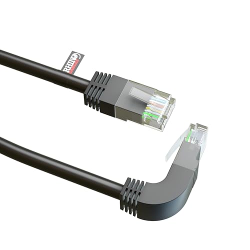 rhinocables RJ45 Netzwerkkabel, gerade auf rechtwinklig, 90 Grad, CAT5e, Ethernet-Kabel (1 m) von rhinocables