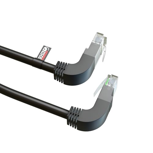 rhinocables RJ45-Netzwerkkabel rechtwinklig zu rechtwinklig 90 Grad CAT5e Ethernet-Kabel (2 m) von rhinocables